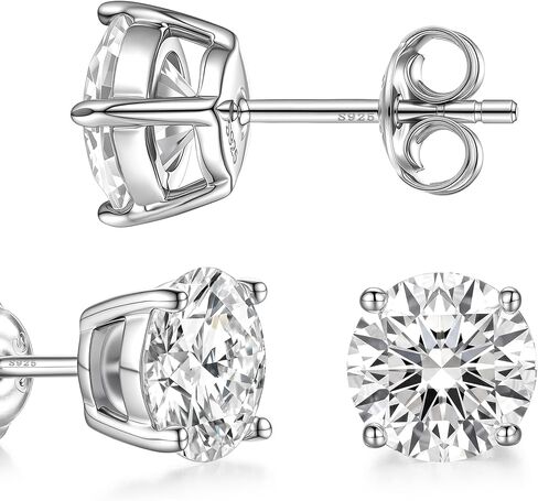 Moissanite Stud Earrings, 925 Sterling Silver Plated 18k White Gold Earrings Studs for Women Men Hypoallergenic Fashion Jewelry for Sensitive Ears in Saudi Arabia