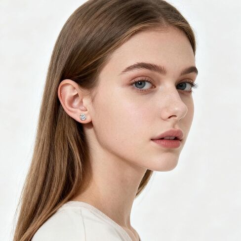 Moissanite Stud Earrings, 925 Sterling Silver Plated 18k White Gold Earrings Studs for Women Men Hypoallergenic Fashion Jewelry for Sensitive Ears in Saudi Arabia