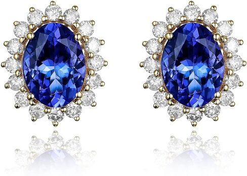 2.5 Carat Natural Tanzanite earrings in 14K Real Gold Gift for Women in Saudi Arabia
