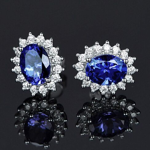 2.5 Carat Natural Tanzanite earrings in 14K Real Gold Gift for Women in Saudi Arabia
