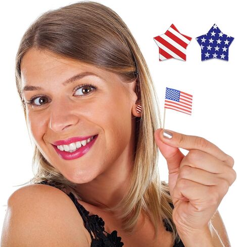 Liliaafar 3 Pairs Patriotic American Flag Stud Earrings 4th of July Red White Blue Stars Earrings for Women Jewelry Gifts for 250th Anniversary Independence Day Holiday Accessories in Kuwait
