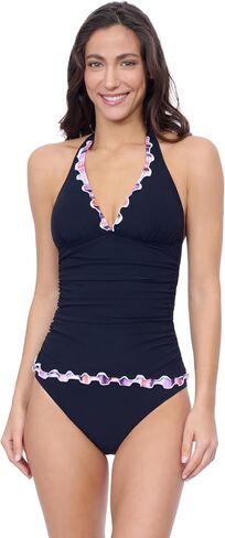 Profile by Gottex Tricolore Women’s Solid Classic Black Halter Tankini Swim Bathing Top with Soft Cups Swimwear Essential in Kuwait