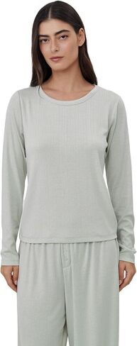 Gottex Beach Life Daydream Pointelle Loungewear Top - Knit Fabric, Crew Neck, Long Sleeved, Bottoms Sold Separately in Kuwait