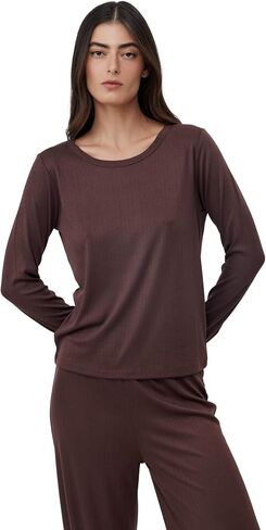 Gottex Beach Life Daydream Pointelle Loungewear Top - Knit Fabric, Crew Neck, Long Sleeved, Bottoms Sold Separately in Kuwait