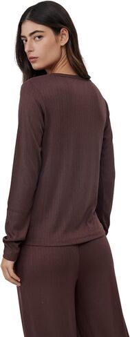 Gottex Beach Life Daydream Pointelle Loungewear Top - Knit Fabric, Crew Neck, Long Sleeved, Bottoms Sold Separately in Kuwait