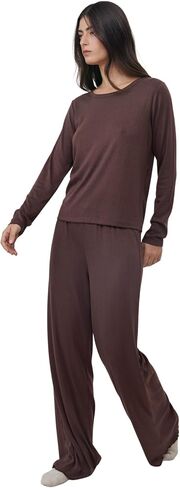 Gottex Beach Life Daydream Pointelle Loungewear Top - Knit Fabric, Crew Neck, Long Sleeved, Bottoms Sold Separately in Kuwait