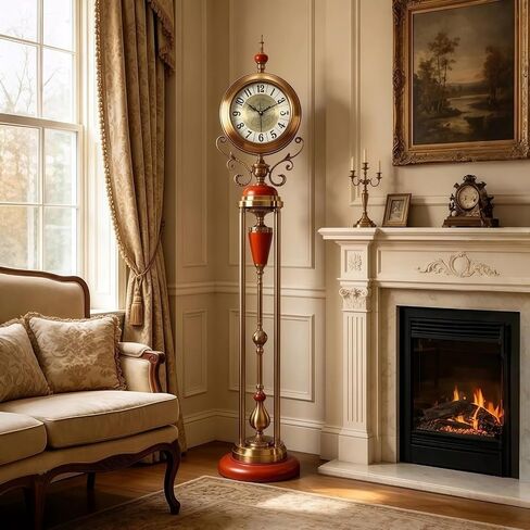 Grandfather Clocks Metal Classic Floor Silent Clock Quartz Pendulum Roman Numeral in Saudi Arabia