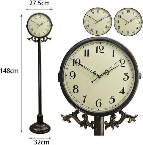 Grandfather Clocks Metal Floor Standing Clock Quartz Silent Roman Numeral for Home Decor in Saudi Arabia