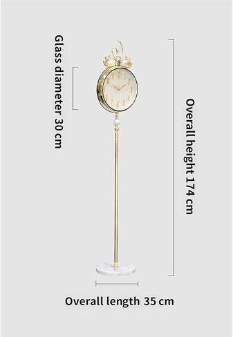 Grandfather Clocks Metal Floor Standing Clock Quartz Silent Marble Base for Villa Living Room in Saudi Arabia
