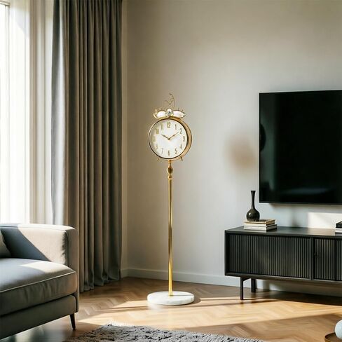 Grandfather Clocks Metal Floor Standing Clock Quartz Silent Marble Base for Villa Living Room in Saudi Arabia