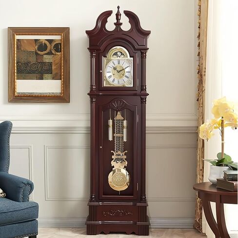 Grandfather Clocks Wood Grandfather Clock Floor Mechanical Pendulum Chimes Decorative for Home in Saudi Arabia
