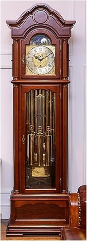 Grandfather Clocks Wooden Clock, Brown Cherry Finish, White Dial, Acrylic Crystal, Roman Numerals, Vintage Home Decor in Saudi Arabia
