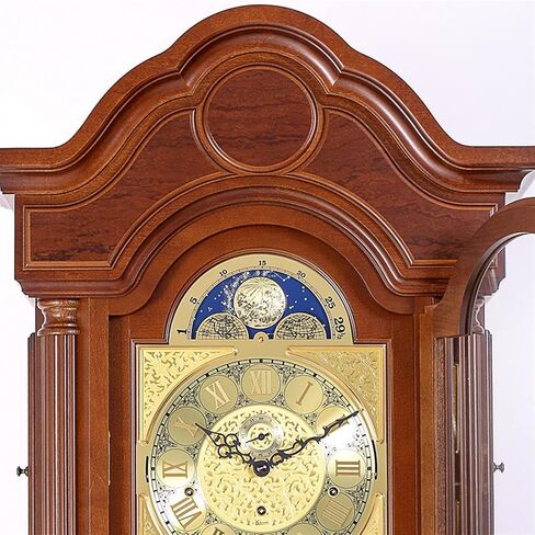 Grandfather Clocks Wooden Clock, Brown Cherry Finish, White Dial, Acrylic Crystal, Roman Numerals, Vintage Home Decor in Saudi Arabia