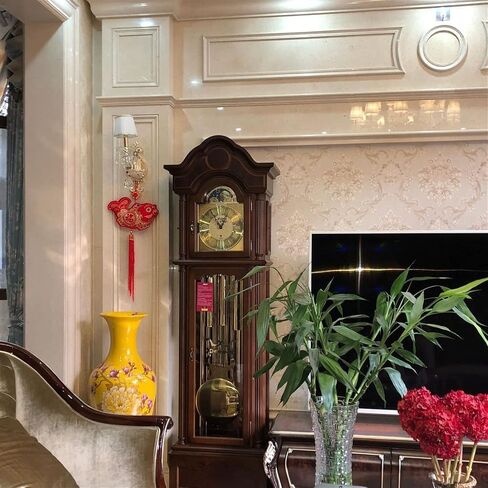 Grandfather Clocks Wooden Clock, Brown Cherry Finish, White Dial, Acrylic Crystal, Roman Numerals, Vintage Home Decor in Saudi Arabia