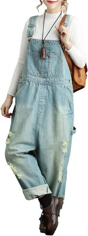 Women‘s Denim Jumpsuit Overalls Baggy Wide Leg Loose Fit Romper with Pockets Casual Boho Harem Pants in Saudi Arabia