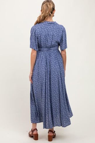 PinkBlush Flutter Sleeve Button Down Maternity Maxi Dress in Kuwait