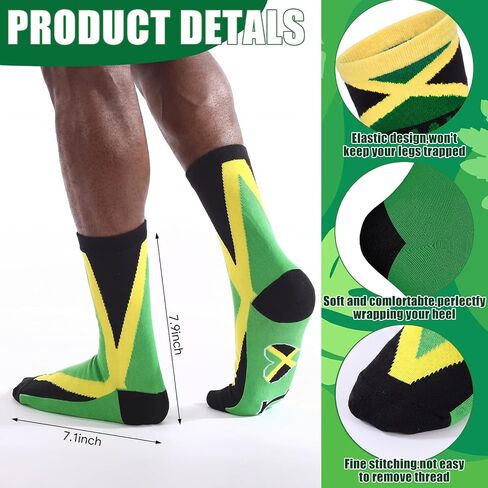 Hercicy 8 Pairs Jamaican Socks for Men Women Jamaican Flag Printed Breathable Cotton Polyester Crew Sock Novelty Jamaica Souvenirs Gifts Patriotic Theme Wear Holiday Party Favors in Kuwait
