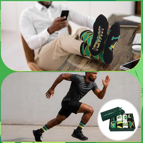 Hercicy 8 Pairs Jamaican Socks for Men Women Jamaican Flag Printed Breathable Cotton Polyester Crew Sock Novelty Jamaica Souvenirs Gifts Patriotic Theme Wear Holiday Party Favors in Kuwait