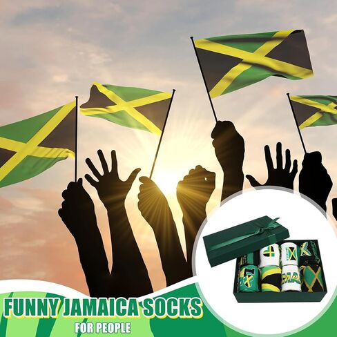 Hercicy 8 Pairs Jamaican Socks for Men Women Jamaican Flag Printed Breathable Cotton Polyester Crew Sock Novelty Jamaica Souvenirs Gifts Patriotic Theme Wear Holiday Party Favors in Kuwait