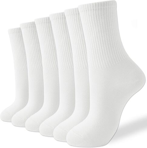 J-BOX Women Cotton Crew Socks - Soft Comfort Dress Socks for Business & Casual, Above Ankle Wear,6 Pairs, size 6-12 in Saudi Arabia