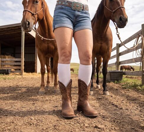 Dan Post Cowgirl Certified Lite Performance Over the Calf Women's White Socks, 4 Pair Pack (Womens Boot Size 7-10) in Kuwait