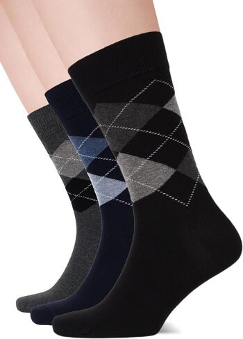Women’s Colorful Argyle Dress Socks, 3 Pairs - Soft Cotton Crew Length, Comfortable & Breathable, US Size 8-12 in Saudi Arabia