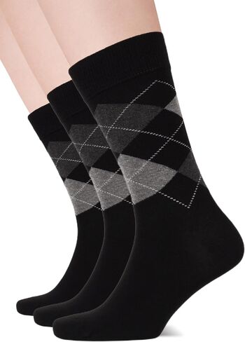 Women’s Colorful Argyle Dress Socks, 3 Pairs - Soft Cotton Crew Length, Comfortable & Breathable, US Size 8-12 in Saudi Arabia