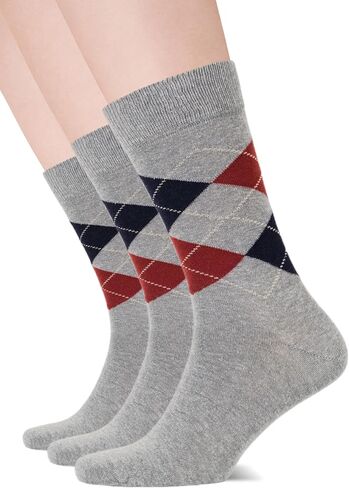 Women’s Colorful Argyle Dress Socks, 3 Pairs - Soft Cotton Crew Length, Comfortable & Breathable, US Size 8-12 in Saudi Arabia