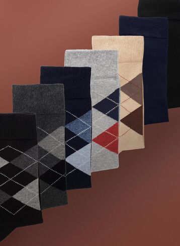 Women’s Colorful Argyle Dress Socks, 3 Pairs - Soft Cotton Crew Length, Comfortable & Breathable, US Size 8-12 in Saudi Arabia
