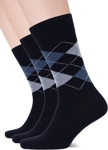 Women’s Colorful Argyle Dress Socks, 3 Pairs - Soft Cotton Crew Length, Comfortable & Breathable, US Size 8-12 in Saudi Arabia