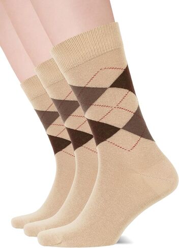 Women’s Colorful Argyle Dress Socks, 3 Pairs - Soft Cotton Crew Length, Comfortable & Breathable, US Size 8-12 in Saudi Arabia