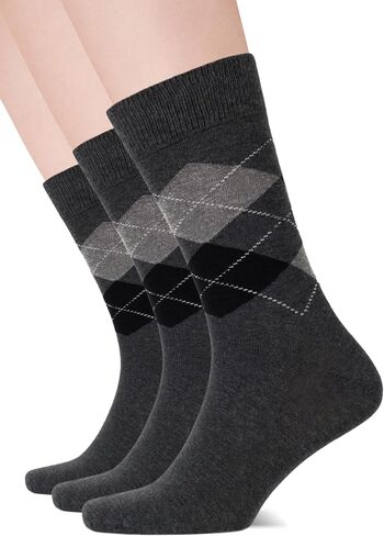 Women’s Colorful Argyle Dress Socks, 3 Pairs - Soft Cotton Crew Length, Comfortable & Breathable, US Size 8-12 in Saudi Arabia