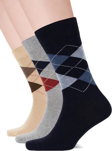 Women’s Colorful Argyle Dress Socks, 3 Pairs - Soft Cotton Crew Length, Comfortable & Breathable, US Size 8-12 in Saudi Arabia