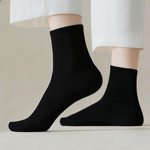 6 Pairs Crew Socks for Men/Women,Combed Cotton Blend Ankle Socks, Athletic & Daily Moisture Wicking, White/Grey/Black in Kuwait