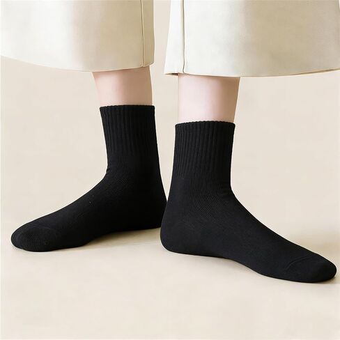 6 Pairs Crew Socks for Men/Women,Combed Cotton Blend Ankle Socks, Athletic & Daily Moisture Wicking, White/Grey/Black in Kuwait