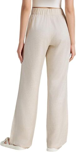 Tall Women Linen Pants 32"/34"/36" Inseam Summer Casual Wide Leg Pants with Pockets in Saudi Arabia
