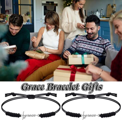 Tondiamo 24 Pcs Grace Cross Bracelets Inspirational Birthday Jewelry Gifts Bulk Stainless Steel Hope Charm Adjustable Faith Bracelet Religious Gifts for Women Christian in Kuwait
