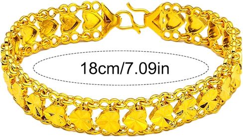 Vintage Gold Plated Heart Link Bracelet for Women Double Layer Hollow Band Heart Chain Fashion Jewelry in Kuwait
