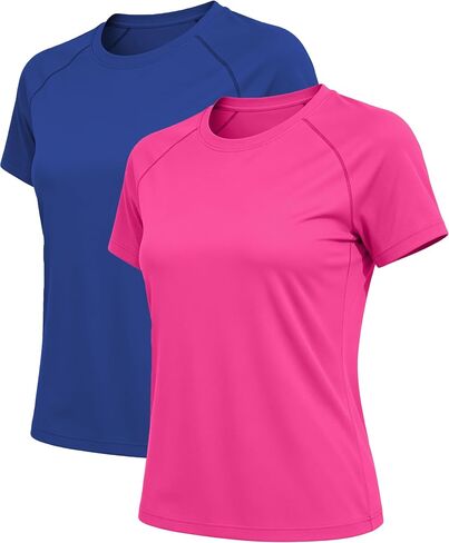 Women's Short Sleeve Workout T-Shirt UPF 50+ Raglan Sleeve Quick Dry Tops Sun Protection Crewneck Athletic Running Gym Tees in Saudi Arabia
