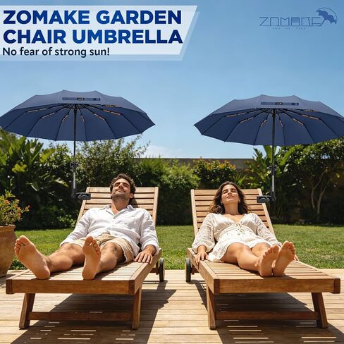 ZOMAKE Compact Umbrella with Adjustable Universal Clamp UPF 50+, Clip On Umbrella for Chair, Automatic Folding Umbrella 45“ for Beach Chair, Camping Carts, Wheelchair(Black) in Kuwait