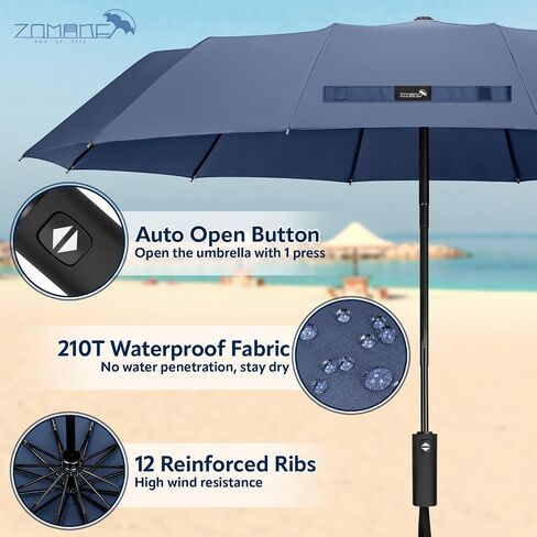 ZOMAKE Compact Umbrella with Adjustable Universal Clamp UPF 50+, Clip On Umbrella for Chair, Automatic Folding Umbrella 45“ for Beach Chair, Camping Carts, Wheelchair(Black) in Kuwait