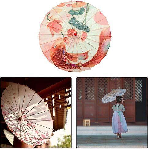 Fancyes Handmade Oiled Paper Umbrella Silk Umbrella, Chinese Japanese Art Classical Dance Umbrella Parasol for Costumes, Style C in Kuwait