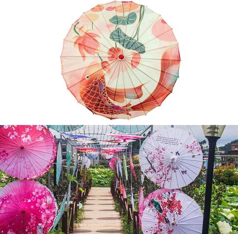 Fancyes Handmade Oiled Paper Umbrella Silk Umbrella, Chinese Japanese Art Classical Dance Umbrella Parasol for Costumes, Style C in Kuwait