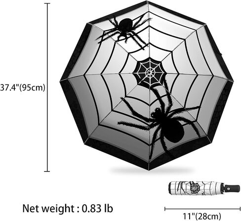 Portable Gothic Spider Umbrella Goth Halloween Gifts Compact Travel Inverted Automatic Folding Umbrellas for Rain Windproof Umbrellas Open Close Auto Sunshade Parasol Umbrella for Sun UV Protection in Kuwait