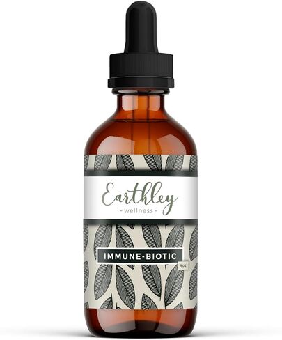 Earthley Wellness Immune Biotic, Herbal Immune Tincture for Cold, Flu, and Overall Immune Health, Natural Ingredients Like Astragalus Root and Elderflower. (4oz, Original) in Saudi Arabia
