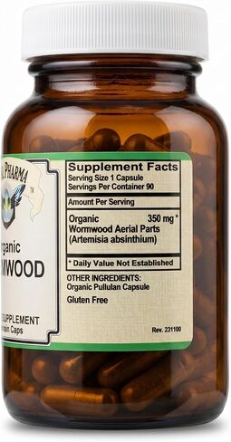 Organic Wormwood, 90 Vegan Capsules - Pure Artemisia Absinthium Herb - Non-GMO & Gluten-Free in Saudi Arabia
