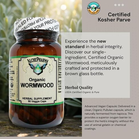Organic Wormwood, 90 Vegan Capsules - Pure Artemisia Absinthium Herb - Non-GMO & Gluten-Free in Saudi Arabia