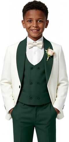 Tuxedo Suit for Boys 3 Pieces Wedding Dress Outfits Formal Double Breasted Vest Blazer Pants for Kids Party in Saudi Arabia