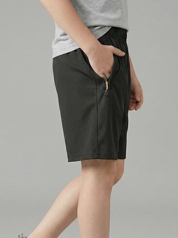 Kids Quick Dry Soft Shorts Breathable Comfortable with Zipper Pockets Casual Sports Wear for Children Outdoor Play 7-16Y in Kuwait