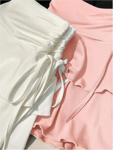 SHENHE Women's 3 Pack Y2k Ruffle Mini Skirt Low Rise Tiered Layer Drawstring Side Coquette Skirt in Kuwait